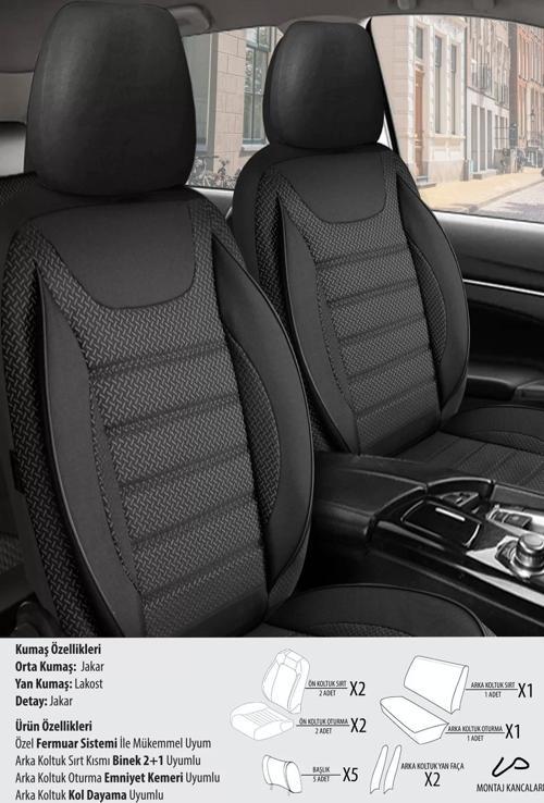 Renault Latitude   Koltuk Kılıfı Eco Siyah