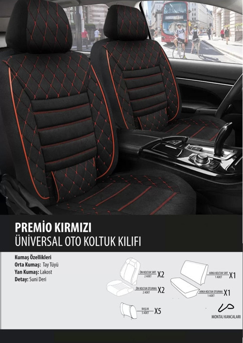 Renault Clio Koltuk Kılıfı Premio Kırmızı