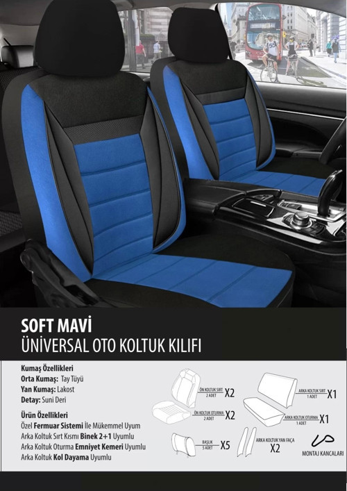 Renault Megane Koltuk Kılıfı Soft Mavi