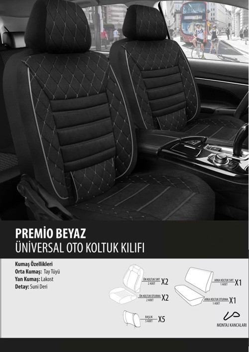Renault Captur Koltuk Kılıfı Premio Beyaz