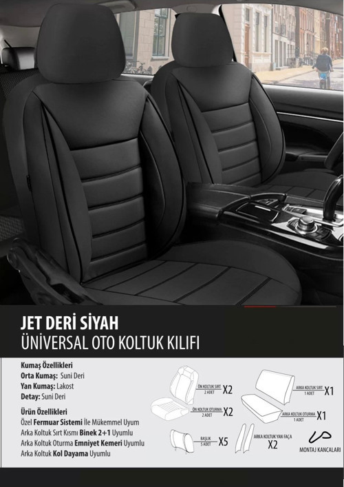 Renault Trafic Koltuk Kılıfı Jet Deri Siyah