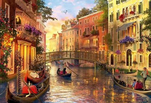17124 Sunset In Venice 1500 Parça Puzzle