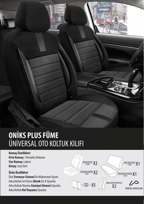 Skoda Rapid Koltuk Kılıfı Oniks Plus Füme