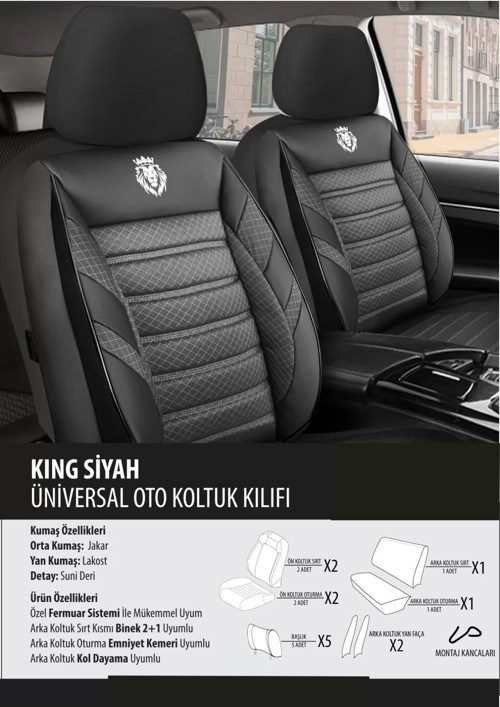 Skoda Fabia Koltuk Kılıfı King Siyah