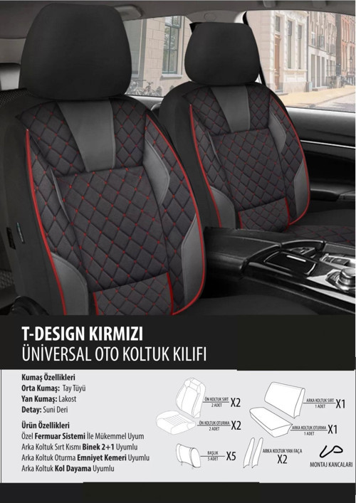 Smart Roadster Koltuk Kılıfı T-desing Kırmızı