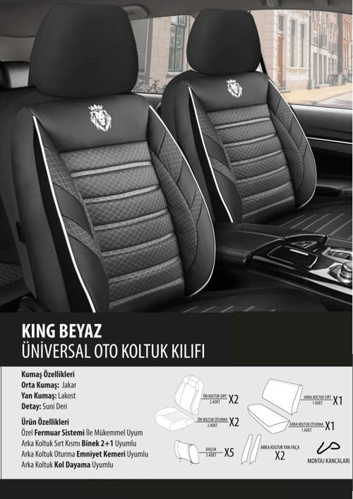 Toyota Verso Koltuk Kılıfı King Beyaz