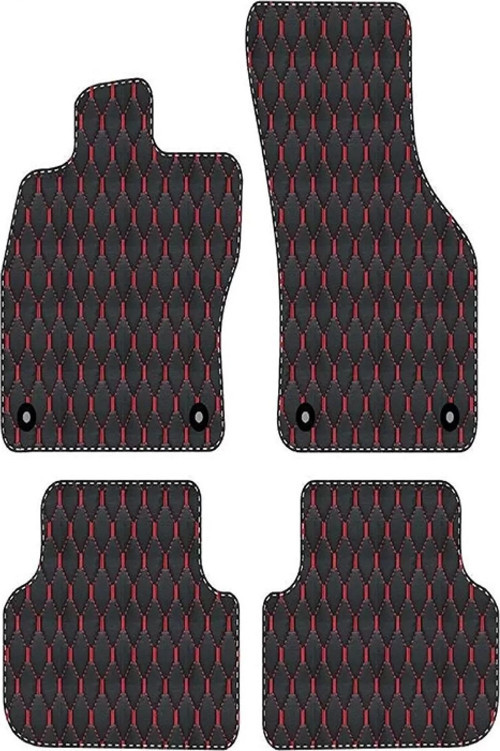 JAGUAR X-TYPE 2001-2009 -OTOMATİK Uyumlu Kırmızı Dikişli Siyah Deri Paspas