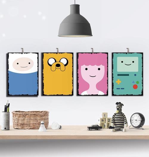 Adventure Time 4 Parçalı Ahşap Tablo Seti : 15x21cm