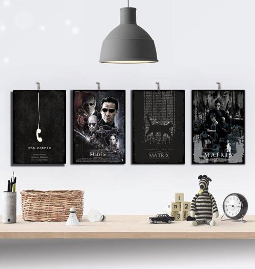 The Matrix Film Serisi 4 Parçalı Ahşap Tablo Seti : 15x21cm