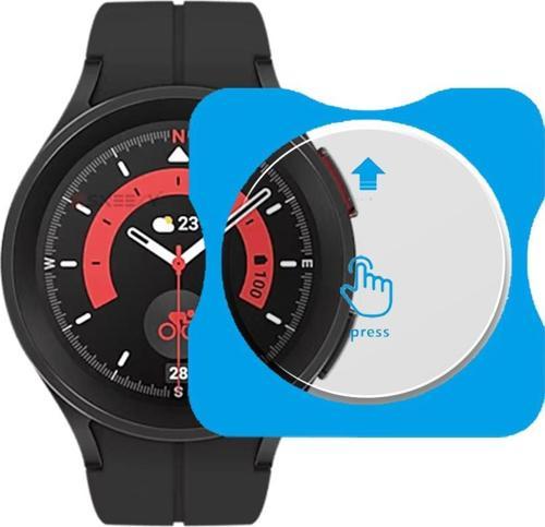 Samsung Watch 5 Pro 45mm Uyumlu Kolay Takılabilir Takma Aparatlı Temperli Cam Ekran Koruyucu