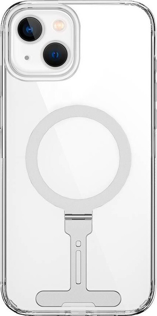 Apple iPhone 15 Plus Kılıf Wiwu FYY-014 Magsafe Şarj Özellikli Alüminyum Alaşım Metal Standlı Şeffaf Kapak