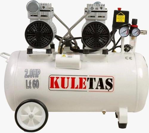 Süper Sessiz Yağsız Kompresör 60 Litre Çift Motor 2 Hp