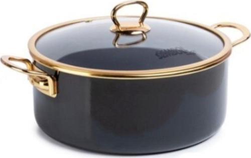 Siyah Gold Valery Emaye Tencere 24 Cm
