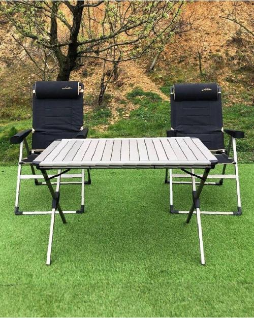 Lüks Sandalye 2 Adet + Xxl Alüminyum Masa Set