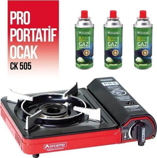 Tekli Portatif Piknik Ocağı Gaz Stop Emniyetli 3 Adet Kartuş