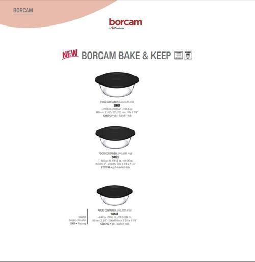 Paşabahçe kapaklı borcam fırın tenceresi kapaklı 3 parça borcam saklama kabı siyah