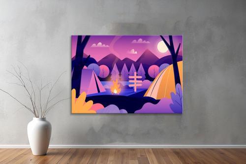 Dekoratif Çizim YatayKanvas Tablo 62 