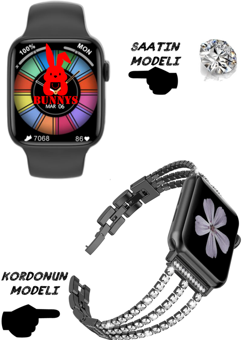 Pırlanta Wacht 8 iPhone Uyumlu Nfc Özellikli Bt Konuşma Özellikli Akıllı Saat