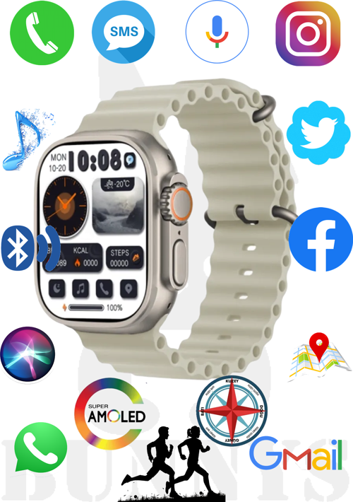 Samsung Galaxy J8 Uyumlu Akıllı Saat Watch 8 Ultra 49MM Konuşma Özellikli AMOLED EKRAN