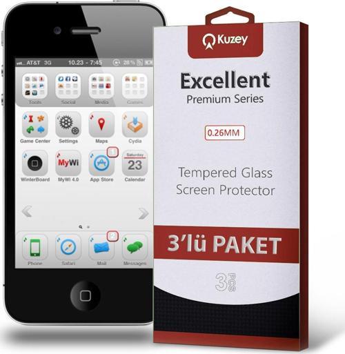 Apple iPhone 4 Temperli Ekran Koruyucu Kırılmaz Cam Ekonomik 3'lü Paket