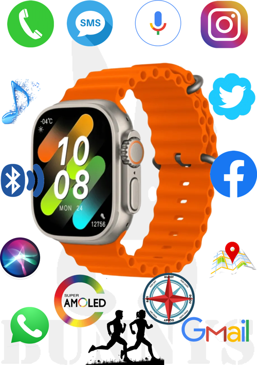 Samsung Galaxy M52 Uyumlu Akıllı Saat Watch 8 Ultra 49MM Konuşma Özellikli AMOLED EKRAN