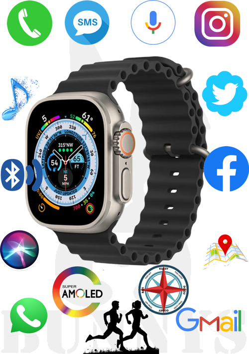 Samsung Galaxy Note Edge Uyumlu Akıllı Saat Watch 8 Ultra 49MM AMOLED EKRAN Konuşma Özellikli