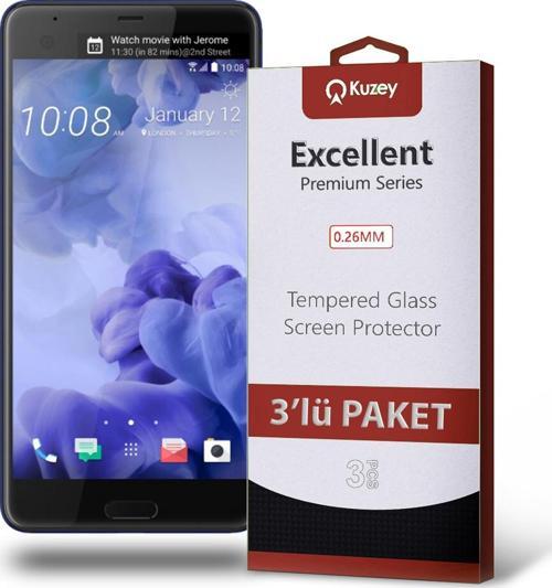 HTC U Ultra Temperli Ekran Koruyucu Kırılmaz Cam Ekonomik 3'lü Paket