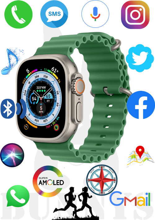 Samsung Galaxy S23 Uyumlu Akıllı Saat Konuşma Özellikli Watch 8 Ultra 49MM AMOLED EKRAN