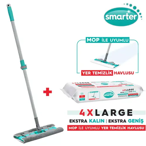 Magic Mop + Yer Temizlik Havlusu Hediyeli Paspas Mandallı Set Yüzey Bez Uyumlu