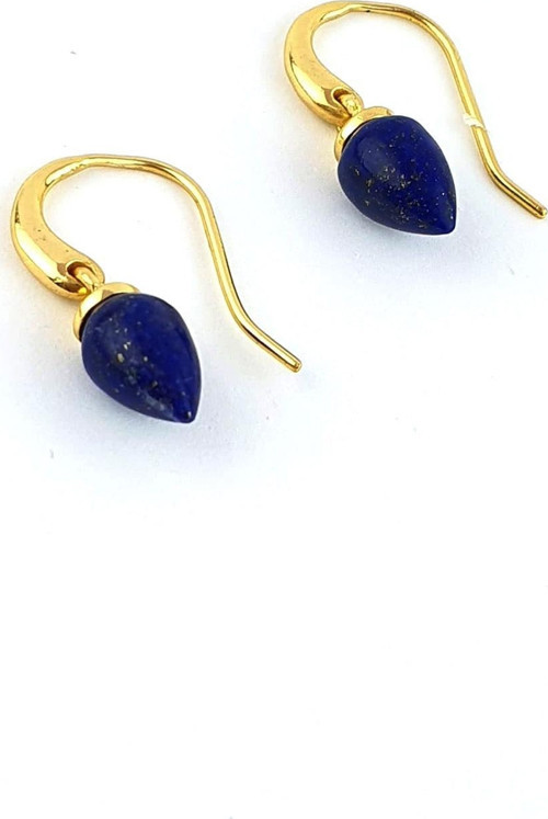 Lapis Lazuli Taşlı 925ayar Gümüş Üzerine Altın Kaplama Tasarım Doğal Taş Küpe