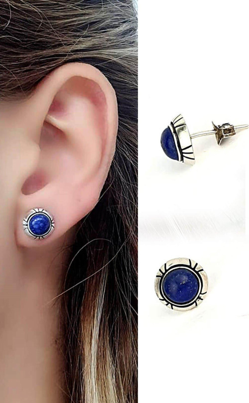 lapis taşlı 925 ayar gümüş tasarım küpe