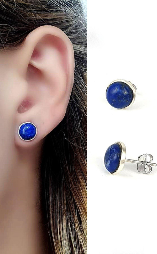 Lapis taşlı 925 ayar gümüş tasarım küpe