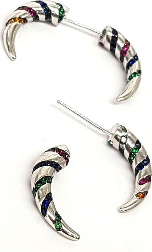 Renkli tasli italyan tasarimi gümüş piercing küpe