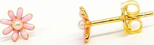 mine isciliginde inci detayli gumus mininal çiçek kupemine işçiliğinde inci detaylı gümüş minimal çiçek küpe