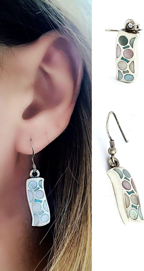 Sedef Taşlı 925 ayar Gümüş Tasarım Küpe