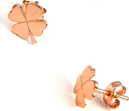 yonca figürlü gümüş rose minimal küpe