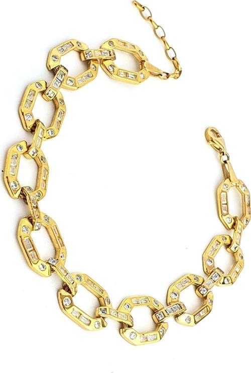 Zirkon Taş Detaylı 925ayar Gümüş Üzerine Altın Kaplama Tasarım Bileklik