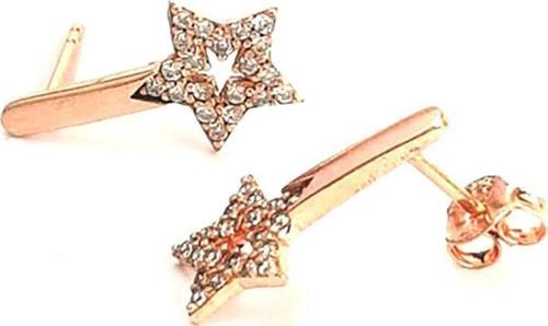 Zirkon taşlı yıldızlı gümüş bayan küpe