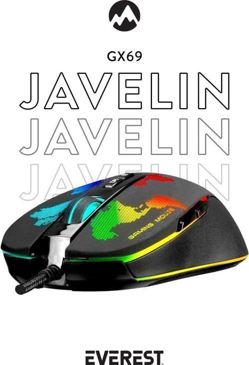 Oyuncu Gaming Mouse Javelin Gx69 4800 Dpı Makro Yazılımlı Rgb Drag Click