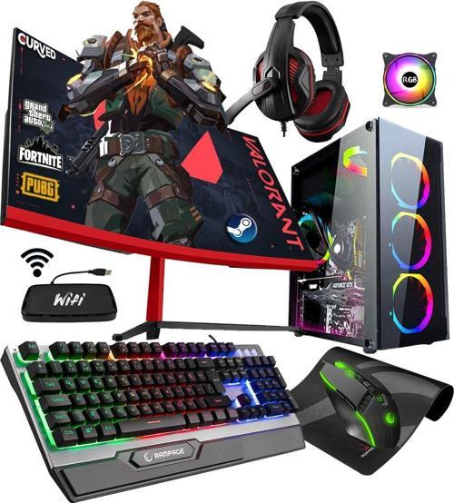 Afx25 Ryzen 5 3600 8Gb 256Gb+500Gb Rx550 4Gb 23.8" Curved Oyuncu Bilgisayarı