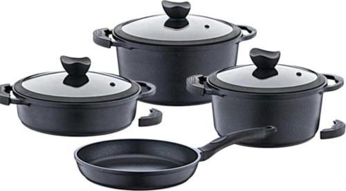 Palladium 7 Parça Döküm Tencere Seti-Siyah