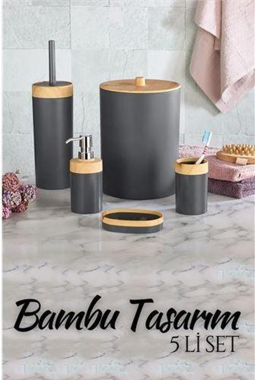 5 li Banyo Seti Bambu Design ANTRASİT 330885