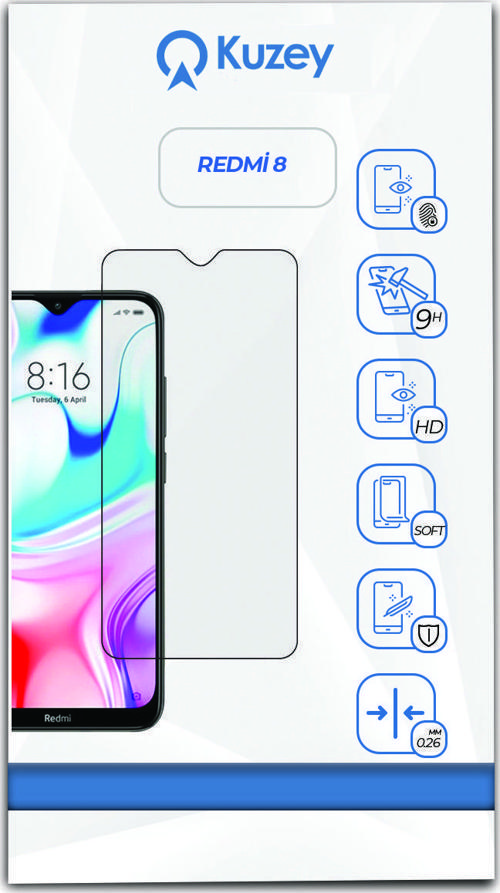 Xiaomi Redmi 8 Temperli Ekran Koruyucu Kırılmaz Cam