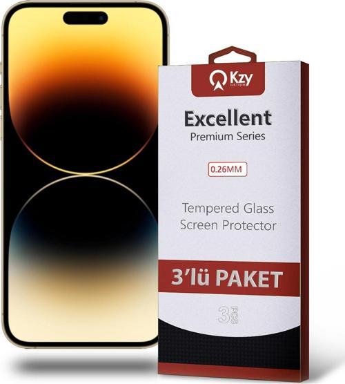 Apple iPhone 14 Pro Temperli Ekran Koruyucu Kırılmaz Cam Ekonomik 3'lü Paket