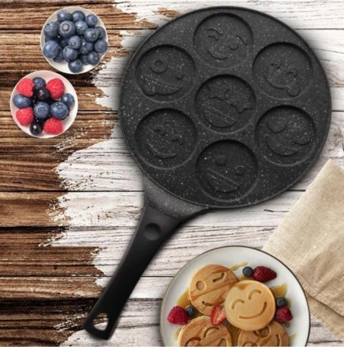 granit pankek tava 28 cm gülen yüz emojili pankek tavası