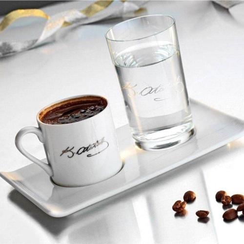 Kütahya 3 parça porselen kemal atatürk kahve fincanı seti tek kişilik