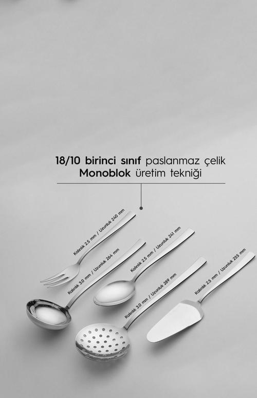 deniz servis takımı - kepçe kevgir kaşık seti 5 prç.