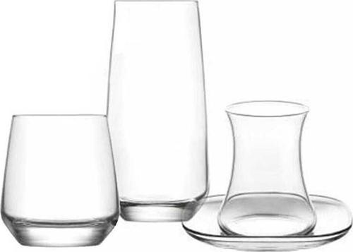 lal çay setli - su meşrubat bardağı seti takımı 48 parça