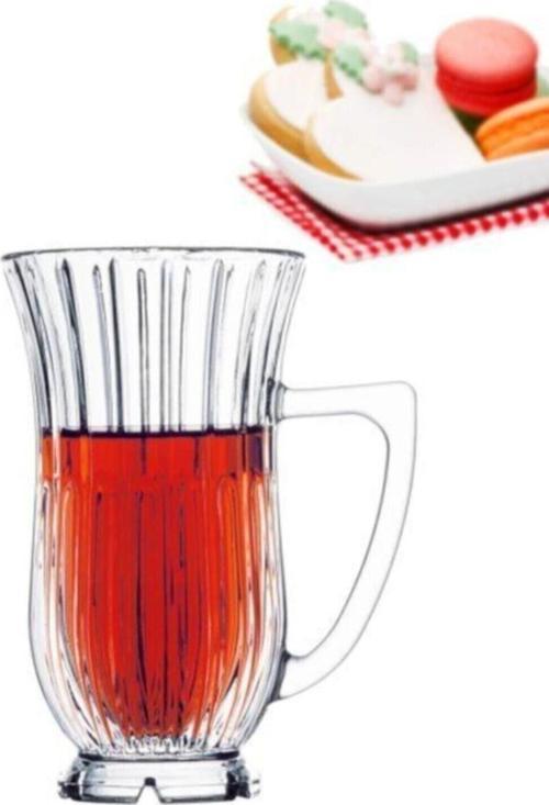 glamour ayaklı çay bardak - kulplu çay bardağı 6 lı cristalline