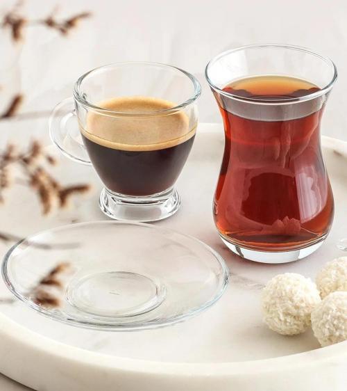 sohbet 18 parça set - çay bardağı tabağı kahve fincanı seti takımı